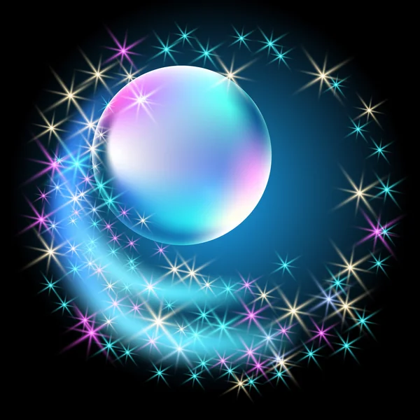 Glowing bubble with  stars — Stock Vector