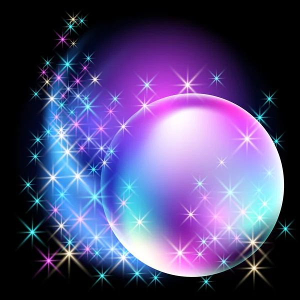 Glowing bubble with  stars — Stock Vector