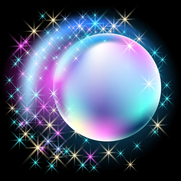 Glowing bubble with  stars — Stock Vector