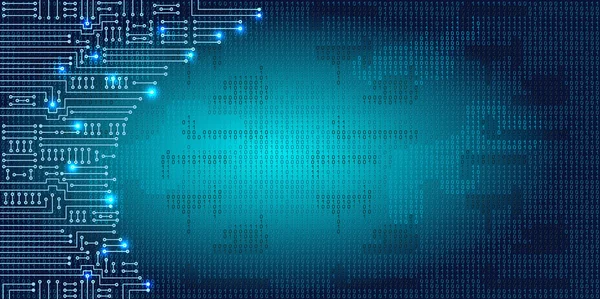 Elektronischer Schaltkreis und binärer Code — Stockvektor