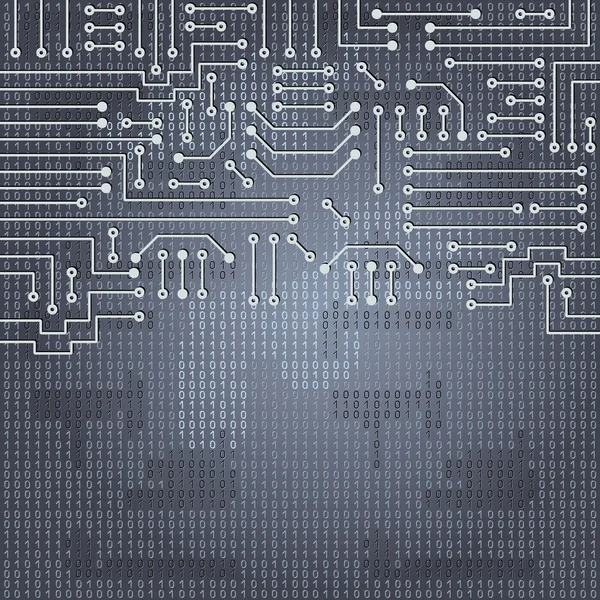 Circuito electrónico y código binario — Archivo Imágenes Vectoriales