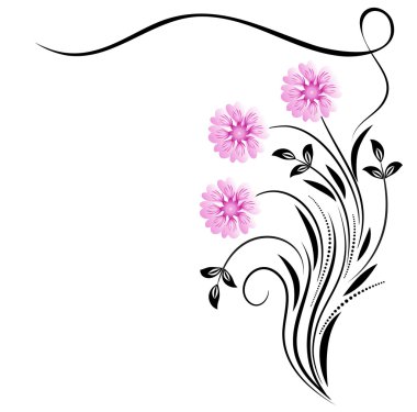 Dekoratif çiçek köşe süsleme papatya ile