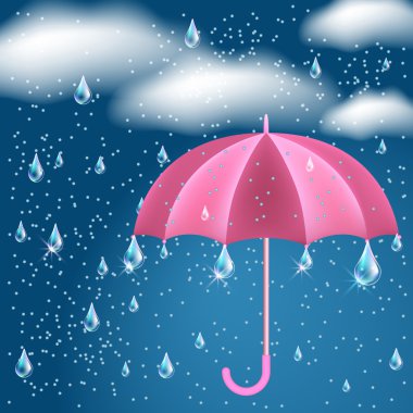 bulutlar yağmur ve açılan şemsiye