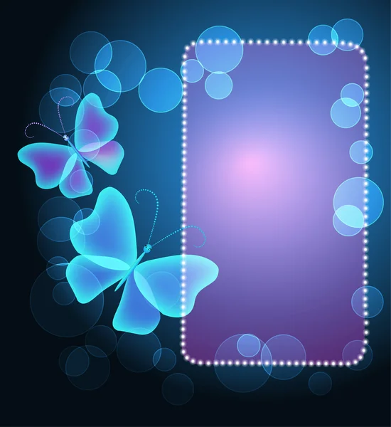 Svítící rámeček s motýly — Stockový vektor
