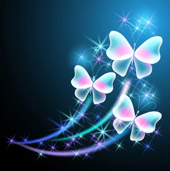 Kelebekler ve yıldız — Stok Vektör