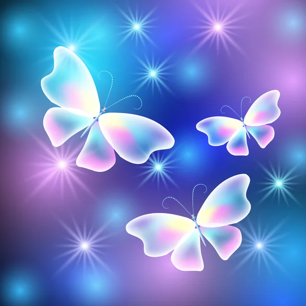 Mariposas y estrellas — Vector de stock