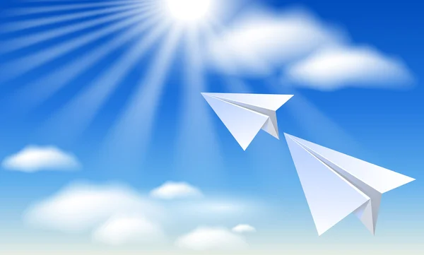 Deux avions en papier — Image vectorielle