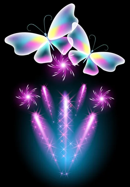 Butterfly and glowing salute — Stock Vector