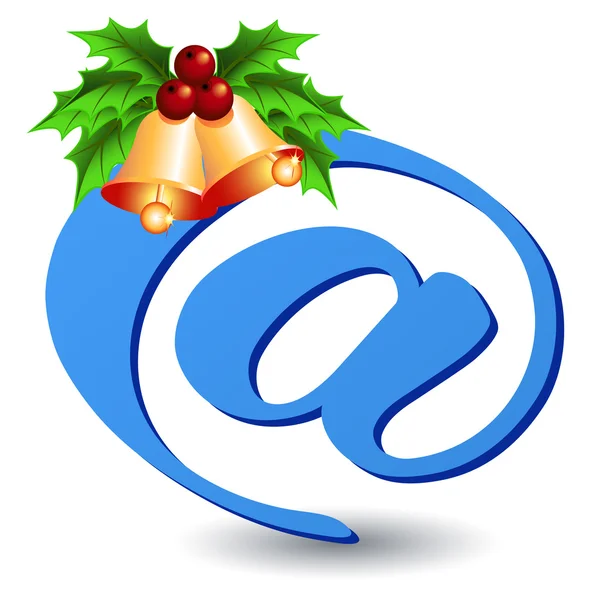 Icono de correo electrónico con campanas doradas — Vector de stock