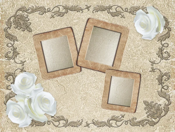Grunge frame with roses — Stock Photo, Image