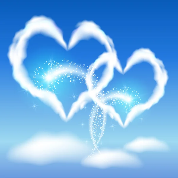 Two cloud hearts — Stock Vector