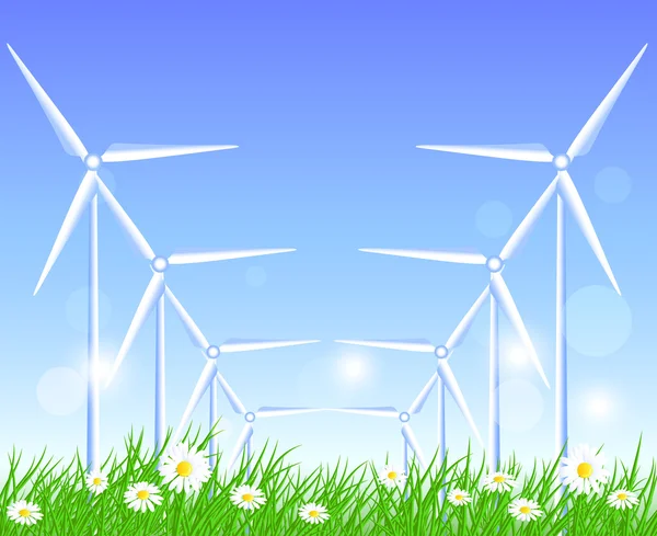 Wind turbines — Stock Vector