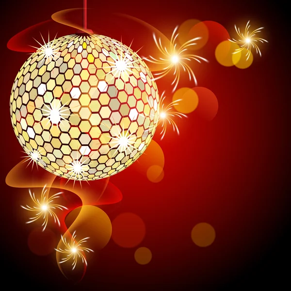 Disco ball and glowing rotating spark — Stock Vector