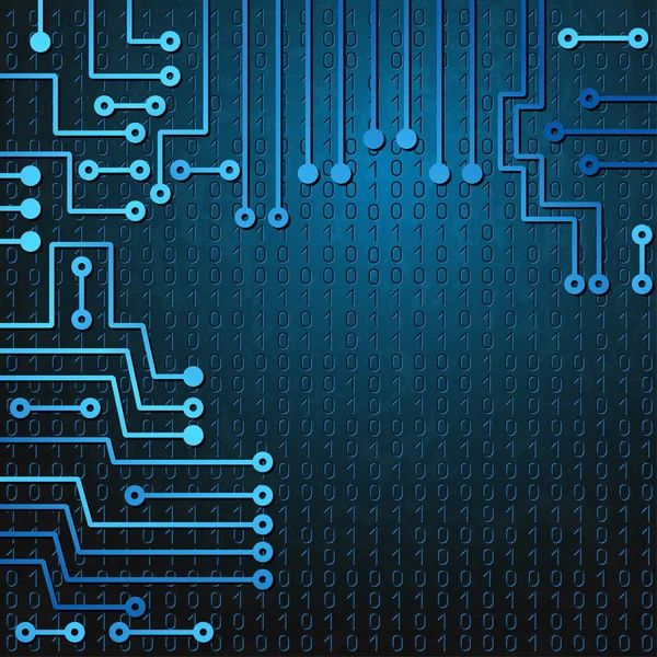 Circuito electrónico e código binário — Vetor de Stock