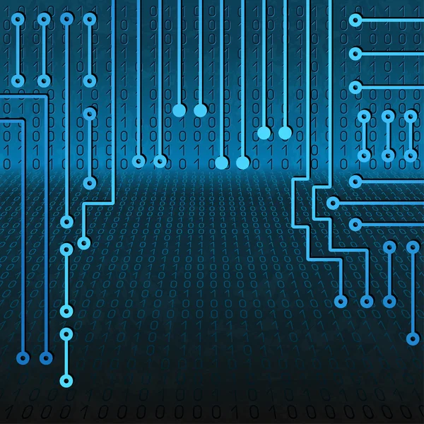 Elektronischer Schaltkreis und binärer Code — Stockvektor