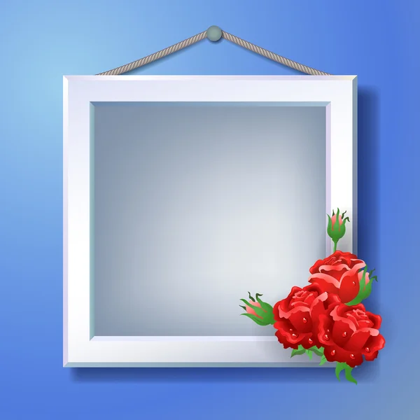 Fotoframe en bloemen — Stockvector