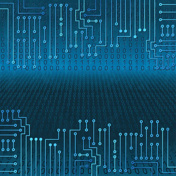 Circuito electrónico e código binário — Vetor de Stock