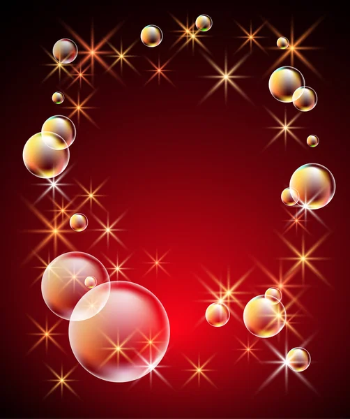 Glowing background with  bubbles and stars — Stock Vector