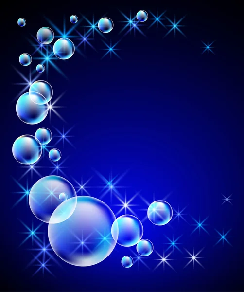 Zářící pozadí s bublinkami a hvězdy — Stockový vektor
