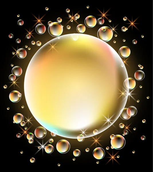 Сяючий фон з бульбашками і зірками — стоковий вектор