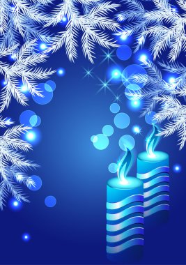 Yanan mumlar ve Ladin ile Noel arka plan