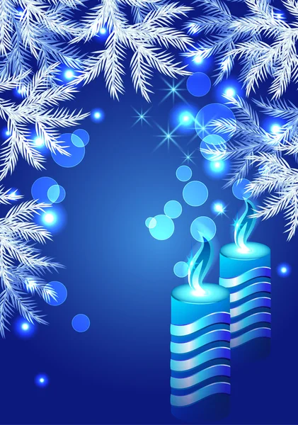 Fondo de Navidad con velas encendidas y abeto — Vector de stock