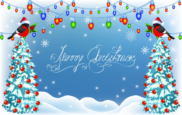 Рождественский лес и бульвары с гирляндой
