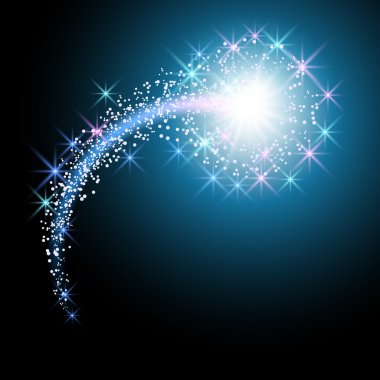 Kuyrukluyıldız ile eğri parlayan kuyruk