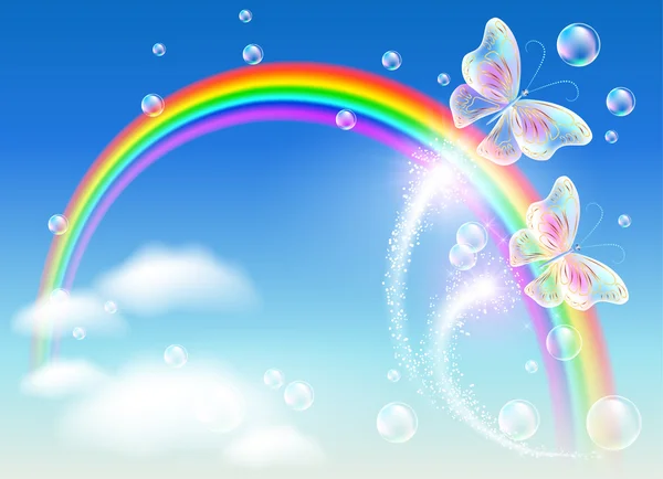 Rainbow a magic motýl — Stockový vektor