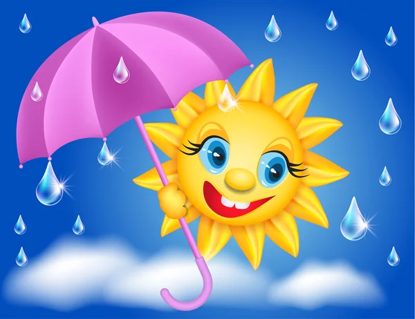 太阳伞和雨滴 — 图库矢量图片