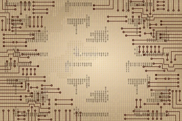 Circuit électronique et code binaire — Image vectorielle
