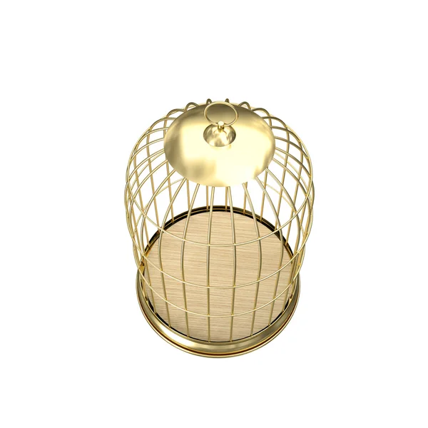 Cage à oiseaux dorée 3d — Photo