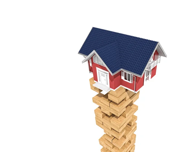 Casa su blocco torre di legno — Foto Stock