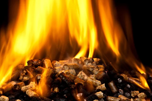 Сжигание древесных гранул — стоковое фото