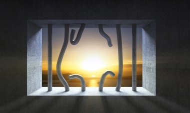 jail bar and sunset background clipart