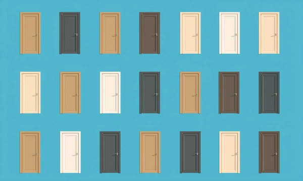 Different Doors Closed One Open Concept Choice Opportunity Render — Stock Photo, Image