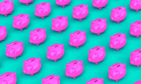 Fuchsia Sparschwein Auf Türkisfarbenem Hintergrund Konzept Von Sparen Und Geld — Stockfoto