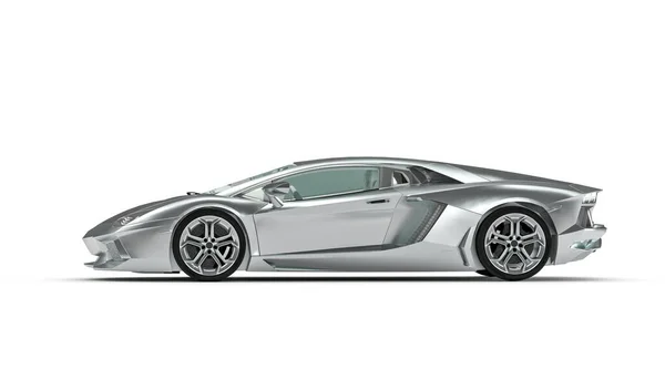 白色底色上的超车钛色 汽车运动的概念 3D渲染 — 图库照片