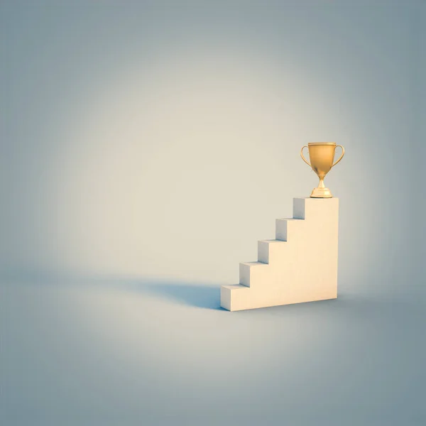 Gold Cup Trophy Top Ladder Nobody Success Concept Render — Stock Photo, Image