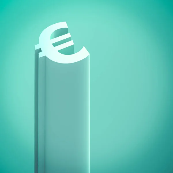 Euro Symbol Extruded Turquoise Green Colors Render — Stock Photo, Image