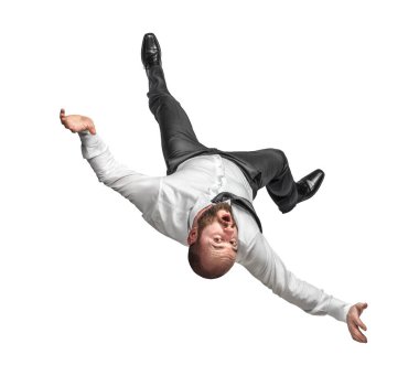 businessman falling down isolated white background. clipart
