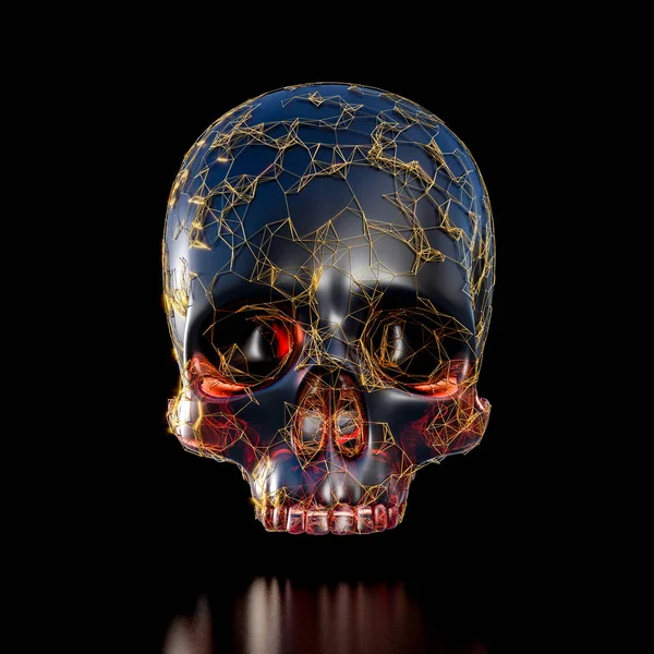 Render Image Human Skull Gold Lattice — Stock Photo, Image