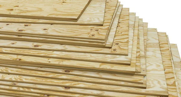 Paneles Madera Contrachapada Pino Apilados Industria Construcción Renderizar — Foto de Stock