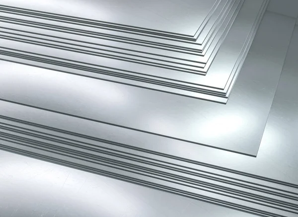 Stacked Metal Sheets Metallurgical Industry Render — Stock Photo, Image