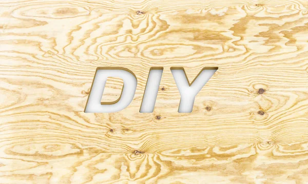 Diy Written Chiseled Pine Plywood Render — Stock Photo, Image