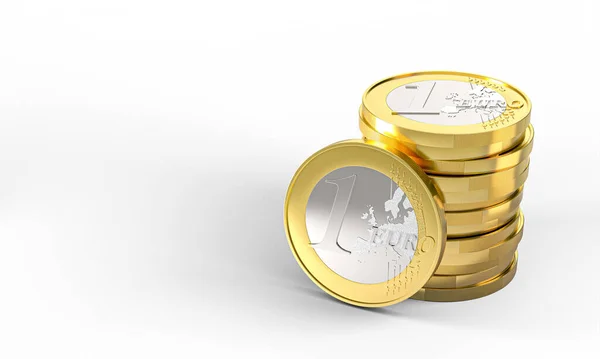 Monedas Euro Amontonadas Render Concepto Dinero —  Fotos de Stock