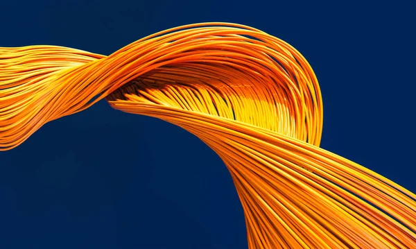 Optické Kabely Oranžová Barva Modrém Pozadí Vykreslení — Stock fotografie