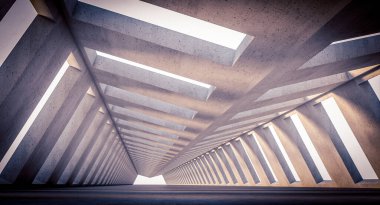 Gelecekçi beton yapı, modern mimari. 3d hazırlayıcı