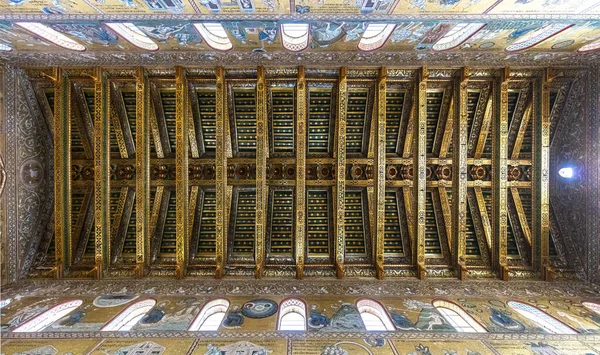 Catedral Monreale Vigas Techo Decoradas Oro — Foto de Stock