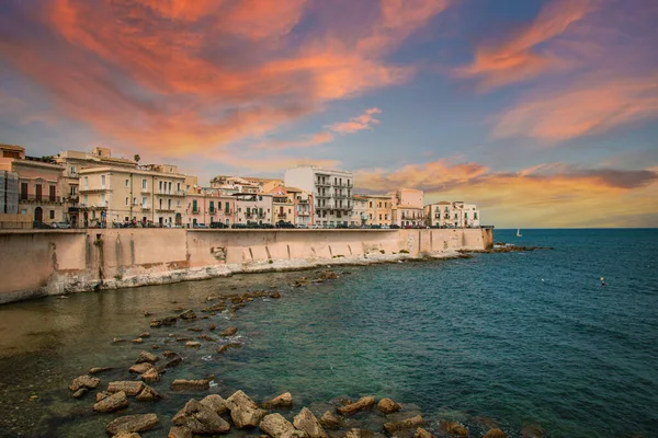 Cidade Siracusa Sicília Vista Costa — Fotografia de Stock